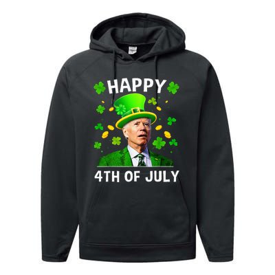 Happy 4th Of July Confused Funny Joe Biden St Patricks Day Performance Fleece Hoodie