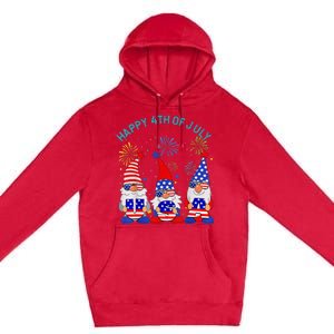 Happy 4th Of July Gnome American US Flag 4th Of July Premium Pullover Hoodie