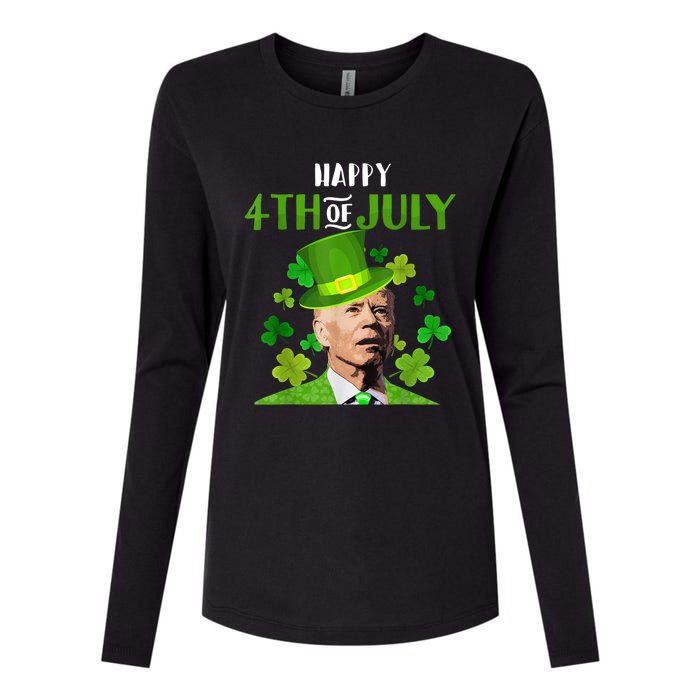 Happy 4th Of July Confused Funny Joe Biden St Patricks Day Womens Cotton Relaxed Long Sleeve T-Shirt