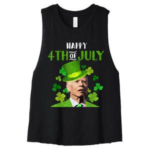 Happy 4th Of July Confused Funny Joe Biden St Patricks Day Women's Racerback Cropped Tank