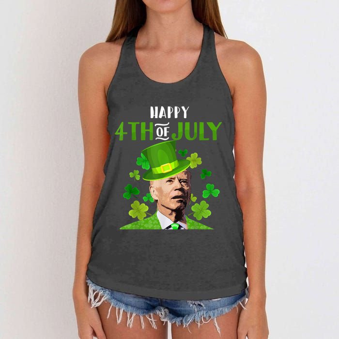 Happy 4th Of July Confused Funny Joe Biden St Patricks Day Women's Knotted Racerback Tank