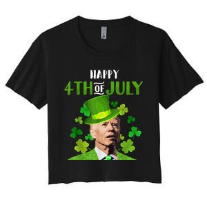 Happy 4th Of July Confused Funny Joe Biden St Patricks Day Women's Crop Top Tee