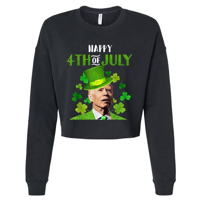 Happy 4th Of July Confused Funny Joe Biden St Patricks Day Cropped Pullover Crew