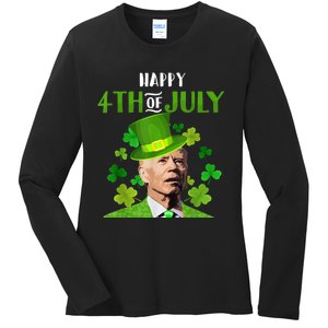 Happy 4th Of July Confused Funny Joe Biden St Patricks Day Ladies Long Sleeve Shirt