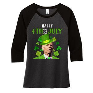 Happy 4th Of July Confused Funny Joe Biden St Patricks Day Women's Tri-Blend 3/4-Sleeve Raglan Shirt