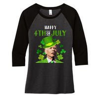 Happy 4th Of July Confused Funny Joe Biden St Patricks Day Women's Tri-Blend 3/4-Sleeve Raglan Shirt