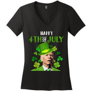 Happy 4th Of July Confused Funny Joe Biden St Patricks Day Women's V-Neck T-Shirt