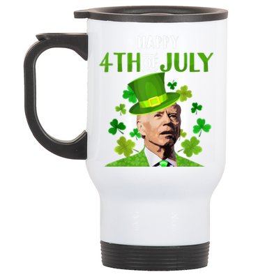 Happy 4th Of July Confused Funny Joe Biden St Patricks Day Stainless Steel Travel Mug