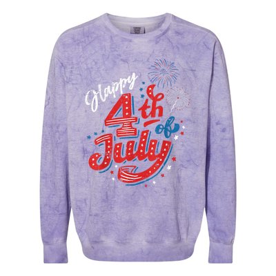 Happy 4th Of July Cool Independence Day Patriotic American Colorblast Crewneck Sweatshirt