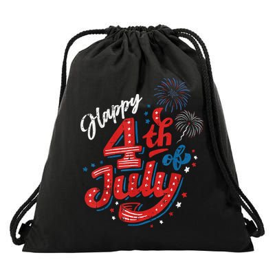 Happy 4th Of July Cool Independence Day Patriotic American Drawstring Bag