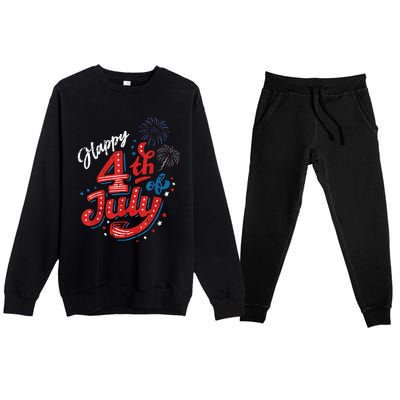 Happy 4th Of July Cool Independence Day Patriotic American Premium Crewneck Sweatsuit Set