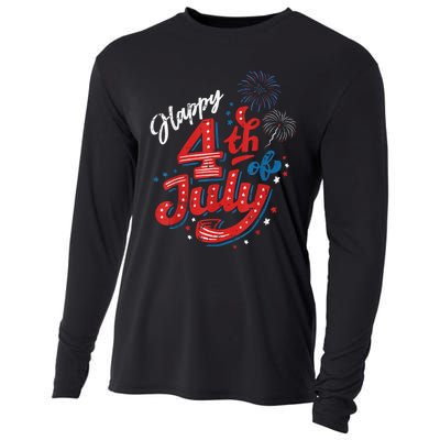 Happy 4th Of July Cool Independence Day Patriotic American Cooling Performance Long Sleeve Crew