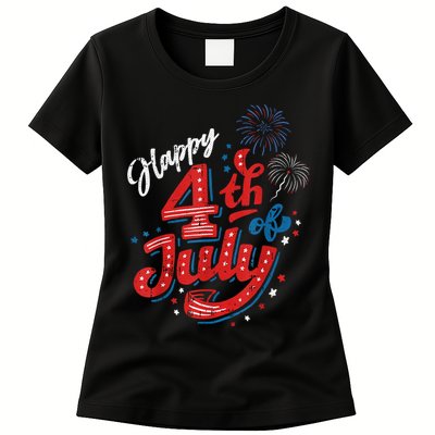 Happy 4th Of July Cool Independence Day Patriotic American Womens T-Shirt
