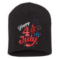 Happy 4th Of July Cool Independence Day Patriotic American Short Acrylic Beanie