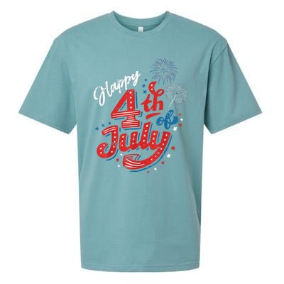 Happy 4th Of July Cool Independence Day Patriotic American Sueded Cloud Jersey T-Shirt