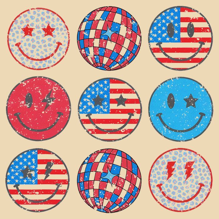 Happy 4th Of July Groovy Smile Face Red White Blue Usa Flag Zip Tote Bag
