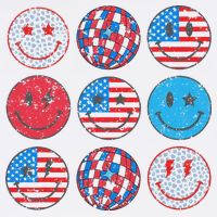 Happy 4th Of July Groovy Smile Face Red White Blue Usa Flag Garment-Dyed Sweatshirt