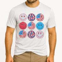 Happy 4th Of July Groovy Smile Face Red White Blue Usa Flag Cooling Performance Crew T-Shirt