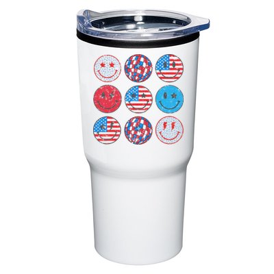 Happy 4th Of July Groovy Smile Face Red White Blue Usa Flag Tumbler
