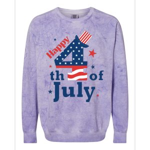 Happy 4th Of July Patriotic American Us Flag Women Colorblast Crewneck Sweatshirt