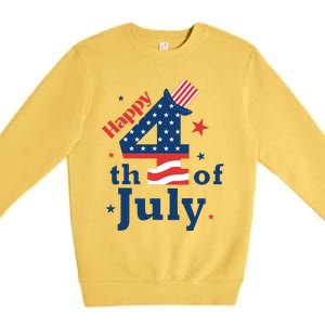 Happy 4th Of July Patriotic American Us Flag Women Premium Crewneck Sweatshirt