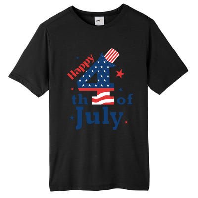 Happy 4th Of July Patriotic American Us Flag Women Tall Fusion ChromaSoft Performance T-Shirt