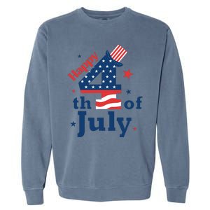 Happy 4th Of July Patriotic American Us Flag Women Garment-Dyed Sweatshirt