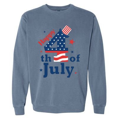 Happy 4th Of July Patriotic American Us Flag Women Garment-Dyed Sweatshirt