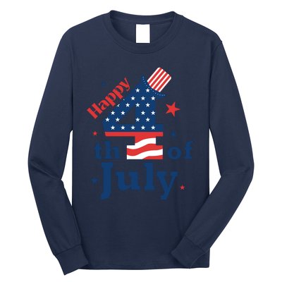 Happy 4th Of July Patriotic American Us Flag Women Long Sleeve Shirt