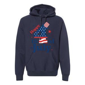 Happy 4th Of July Patriotic American Us Flag Women Premium Hoodie