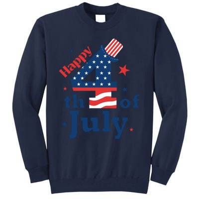 Happy 4th Of July Patriotic American Us Flag Women Tall Sweatshirt