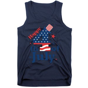 Happy 4th Of July Patriotic American Us Flag Women Tank Top