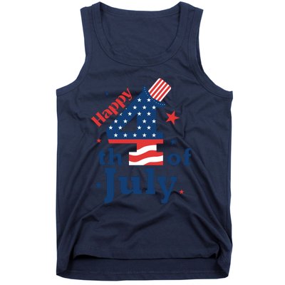 Happy 4th Of July Patriotic American Us Flag Women Tank Top