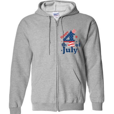 Happy 4th Of July Patriotic American Us Flag Women Full Zip Hoodie