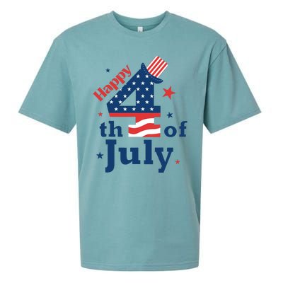 Happy 4th Of July Patriotic American Us Flag Women Sueded Cloud Jersey T-Shirt