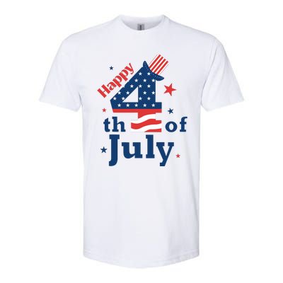 Happy 4th Of July Patriotic American Us Flag Women Softstyle CVC T-Shirt