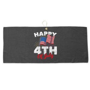 Happy 4th Of July Patriotic American Us Flag 4th Of July Large Microfiber Waffle Golf Towel