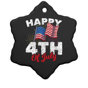 Happy 4th Of July Patriotic American Us Flag 4th Of July Ceramic Star Ornament