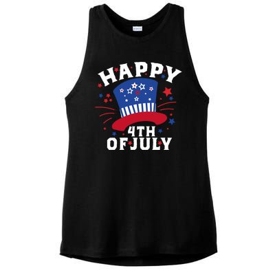 Happy 4th Of July Festive Celebration Ladies PosiCharge Tri-Blend Wicking Tank