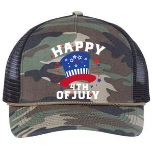 Happy 4th Of July Festive Celebration Retro Rope Trucker Hat Cap