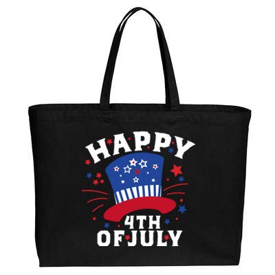 Happy 4th Of July Festive Celebration Cotton Canvas Jumbo Tote