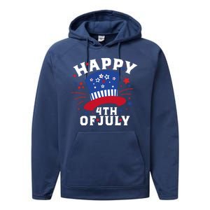 Happy 4th Of July Festive Celebration Performance Fleece Hoodie