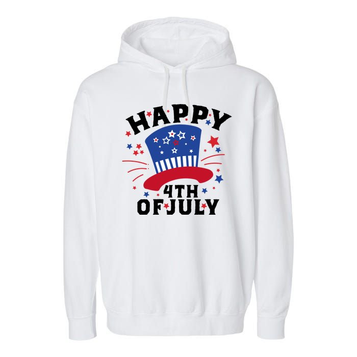 Happy 4th Of July Festive Celebration Garment-Dyed Fleece Hoodie