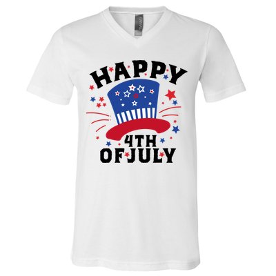 Happy 4th Of July Festive Celebration V-Neck T-Shirt