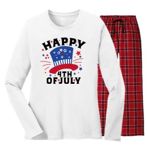 Happy 4th Of July Festive Celebration Women's Long Sleeve Flannel Pajama Set 