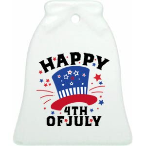 Happy 4th Of July Festive Celebration Ceramic Bell Ornament