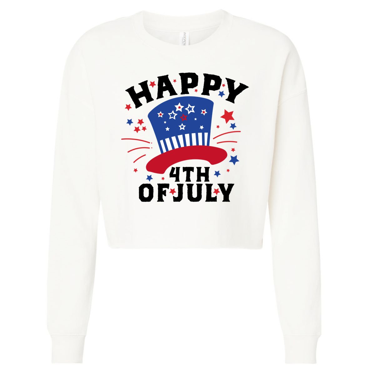Happy 4th Of July Festive Celebration Cropped Pullover Crew