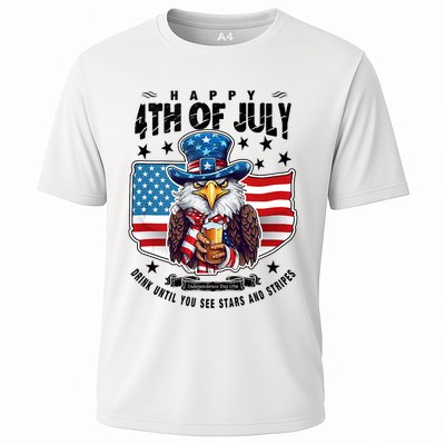 Happy 4th Of July Stars Stripes Usa Bald Eagle Beer Drinking Performance Shirt