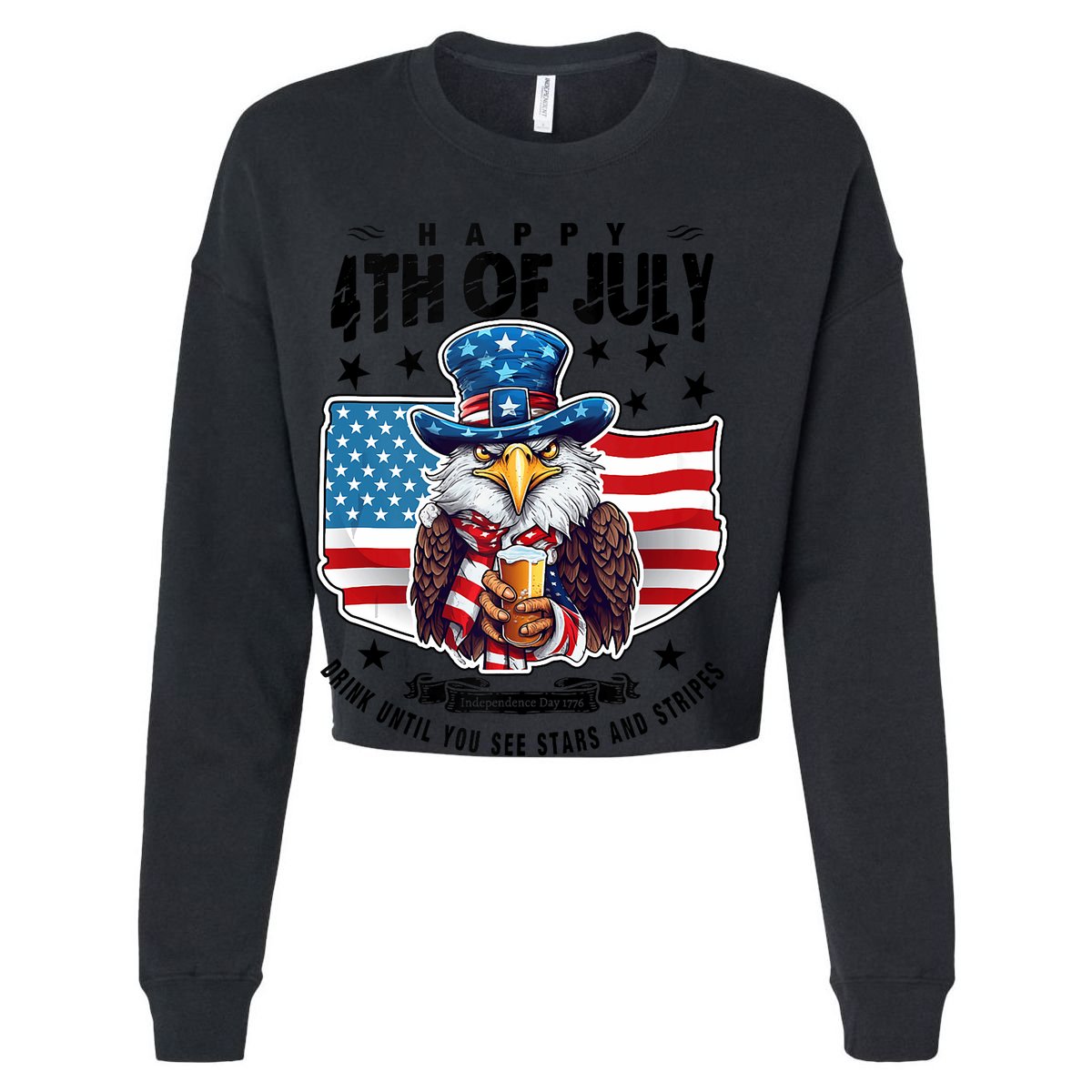 Happy 4th Of July Stars Stripes Usa Bald Eagle Beer Drinking Cooling Performance Crew T-Shirt