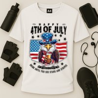 Happy 4th Of July Stars Stripes Usa Bald Eagle Beer Drinking Cooling Performance Crew T-Shirt